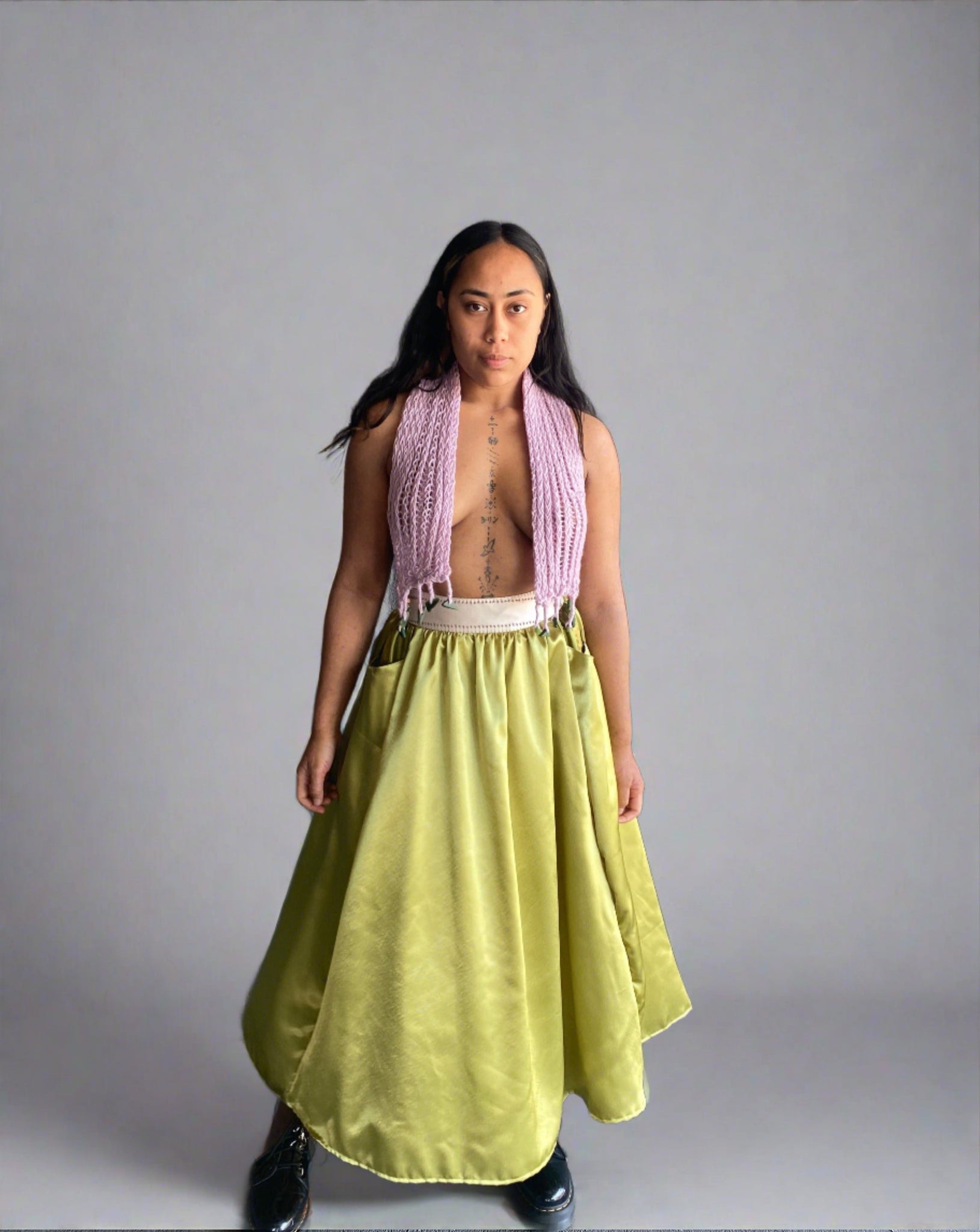 Milly A-line satin skirt