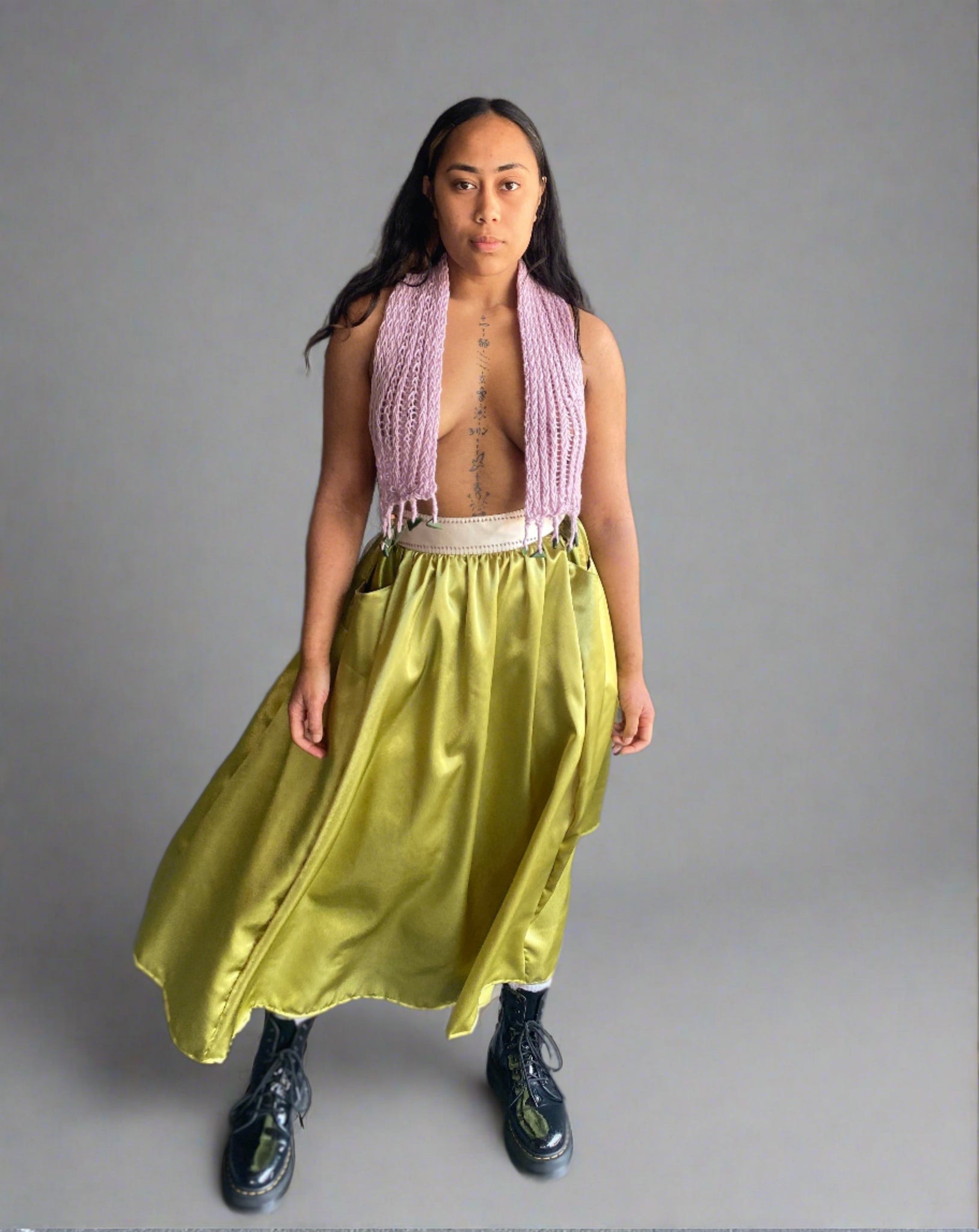 Milly A-line satin skirt