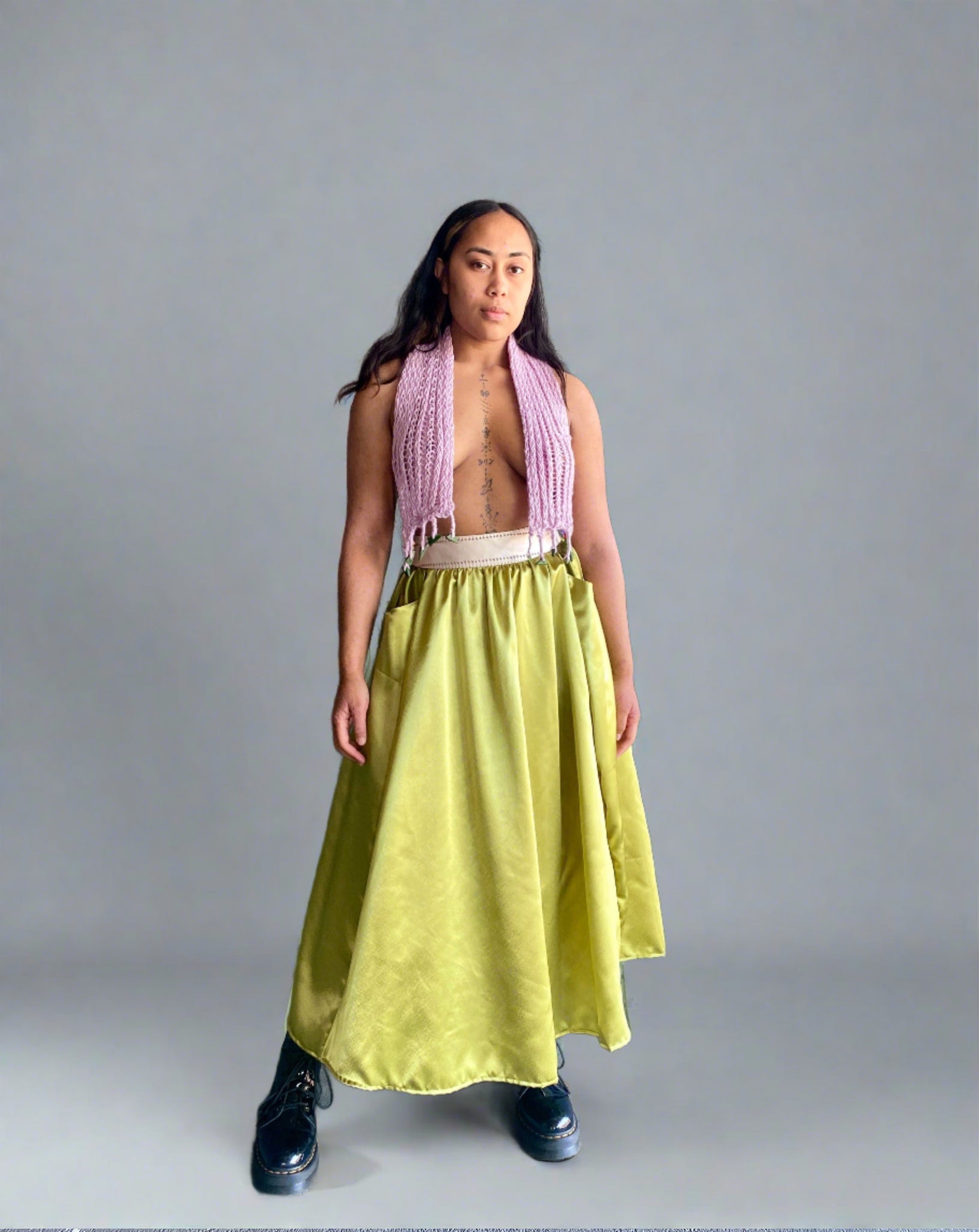Milly A-line satin skirt