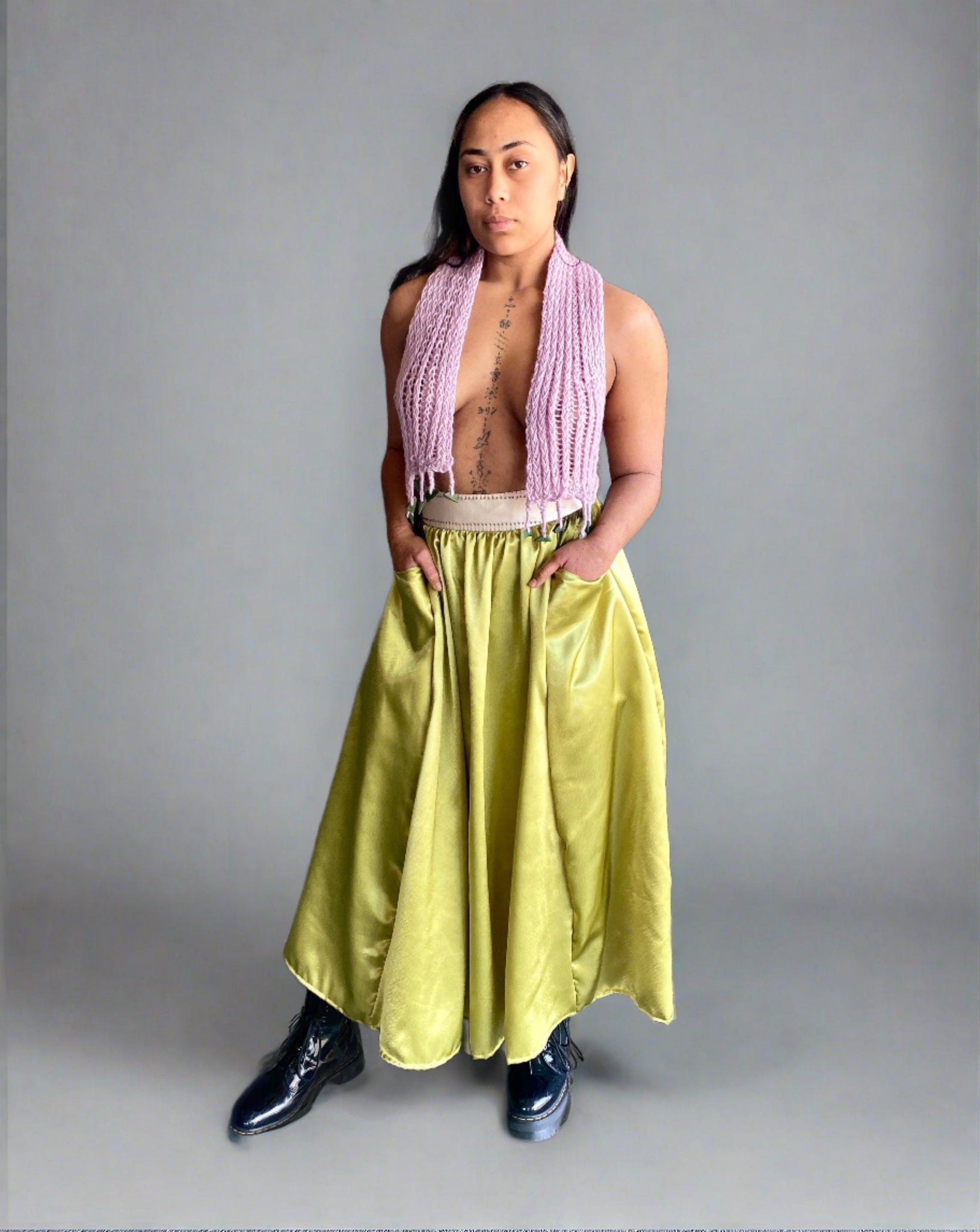 Milly A-line satin skirt
