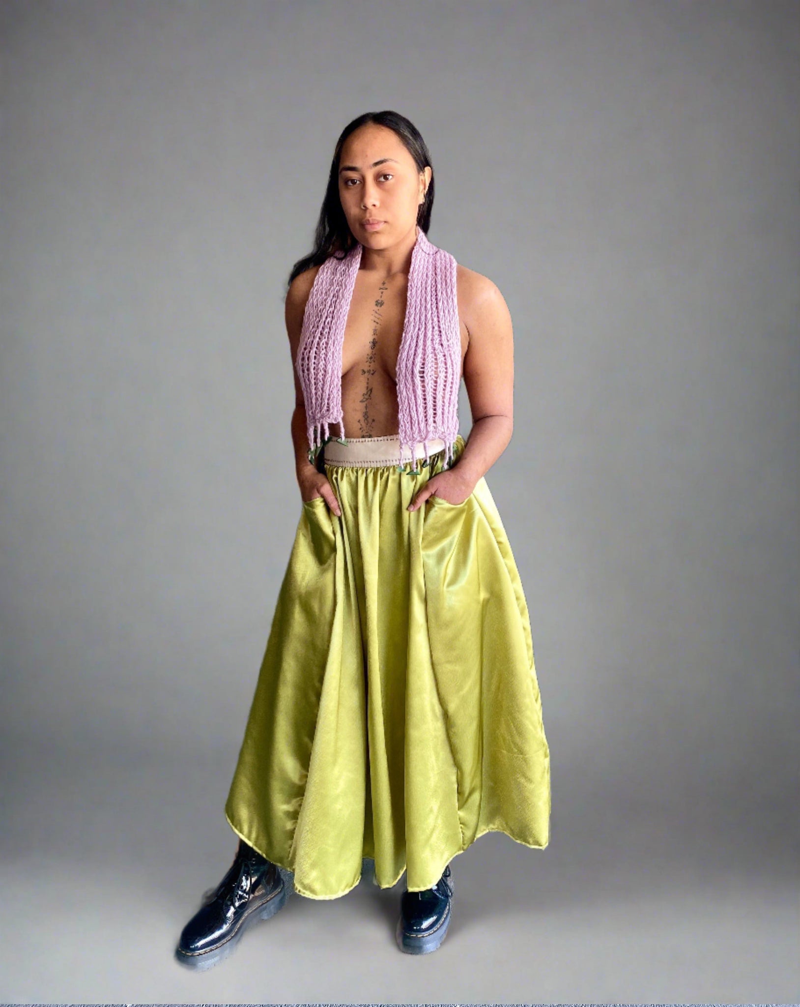 Milly A-line satin skirt
