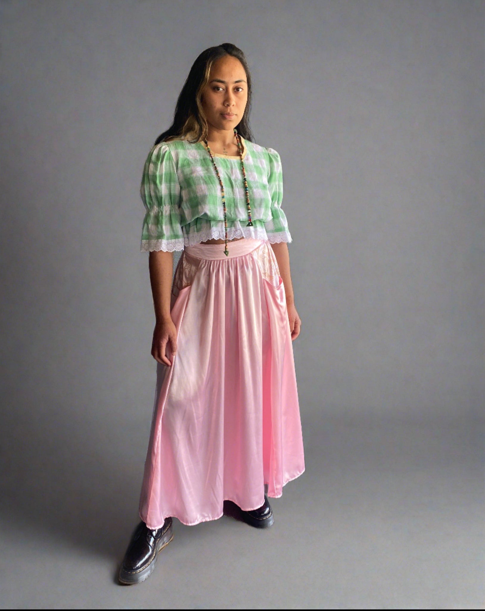 Milly A-line satin skirt