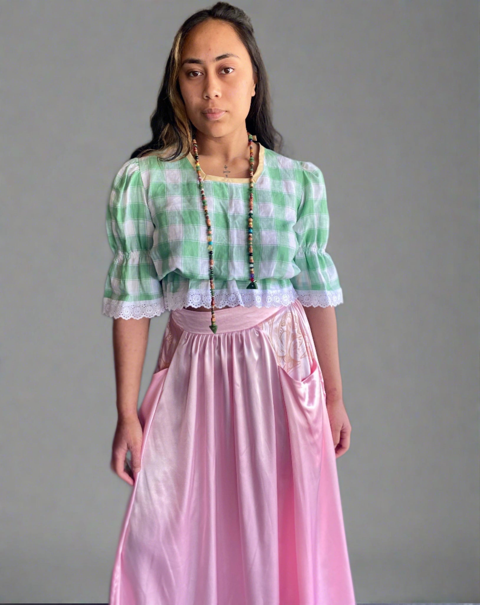 Milly A-line satin skirt