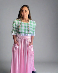 Milly A-line satin skirt