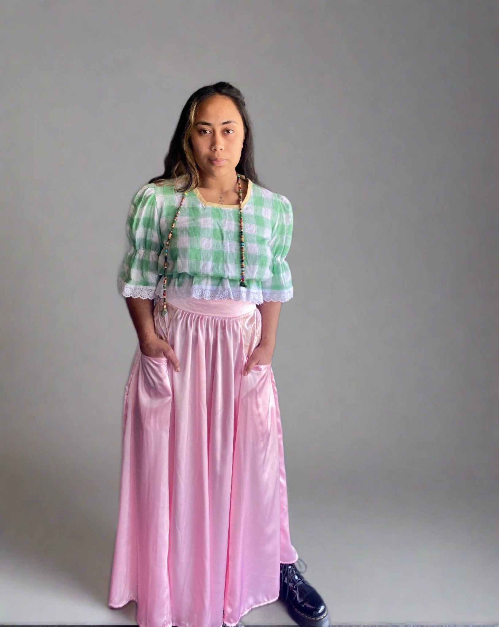 Milly A-line satin skirt