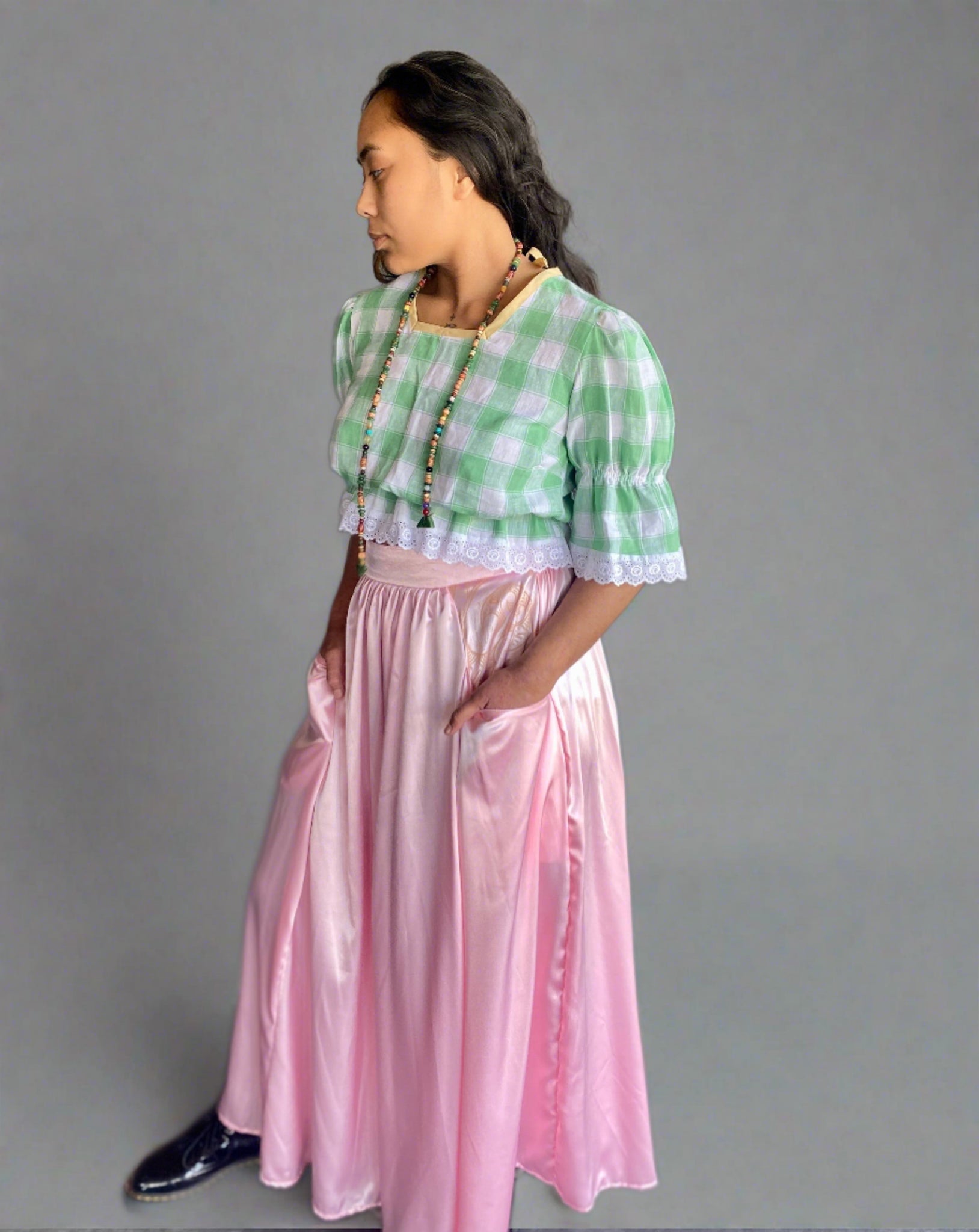 Milly A-line satin skirt