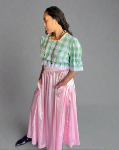 Milly A-line satin skirt