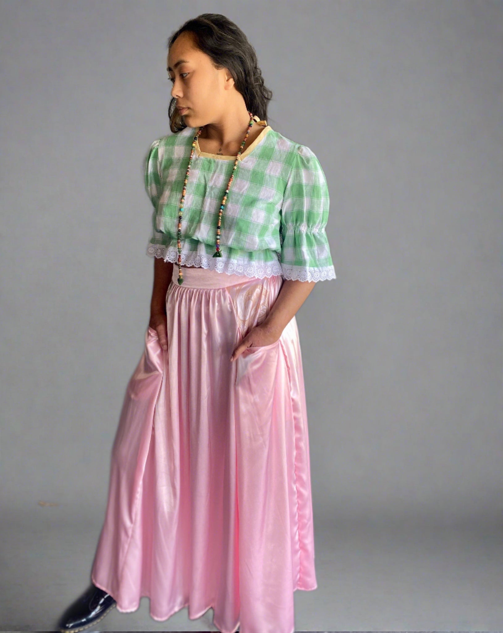 Milly A-line satin skirt