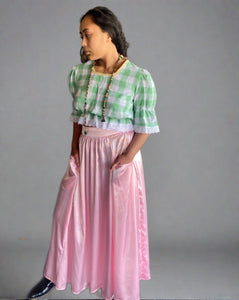 Milly A-line satin skirt