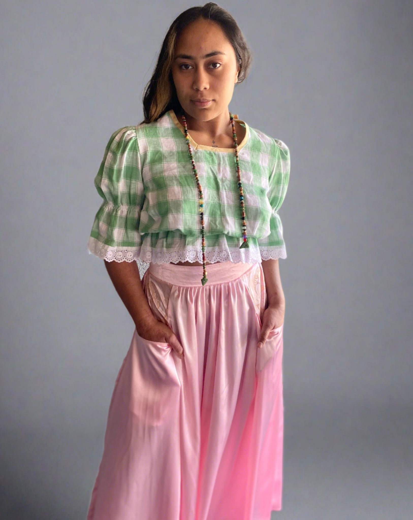 Milly A-line satin skirt