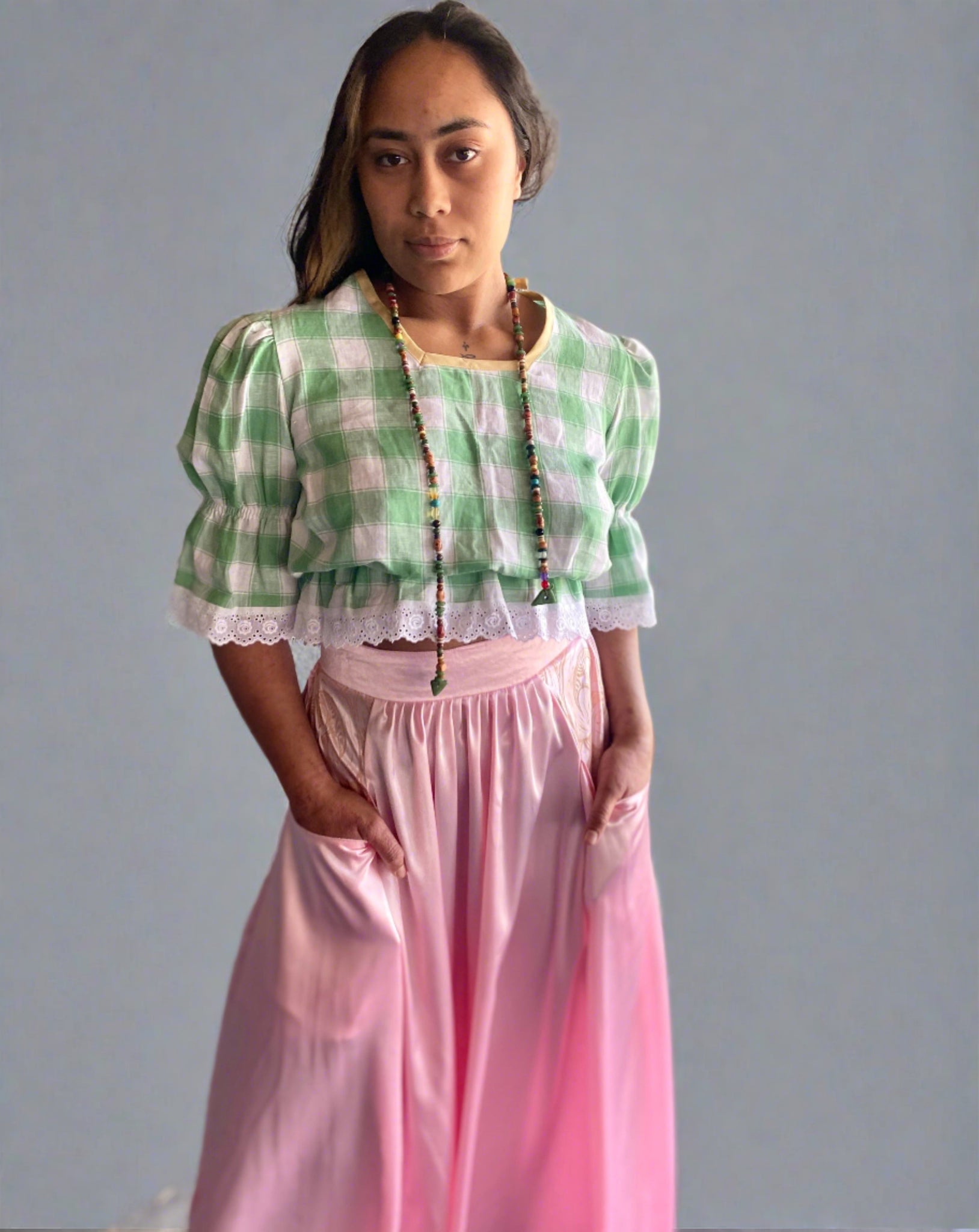 Milly A-line satin skirt