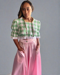 Milly A-line satin skirt