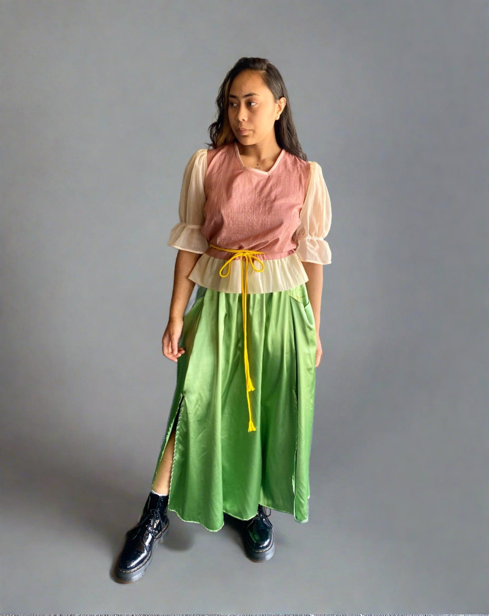 Milly A-line satin skirt