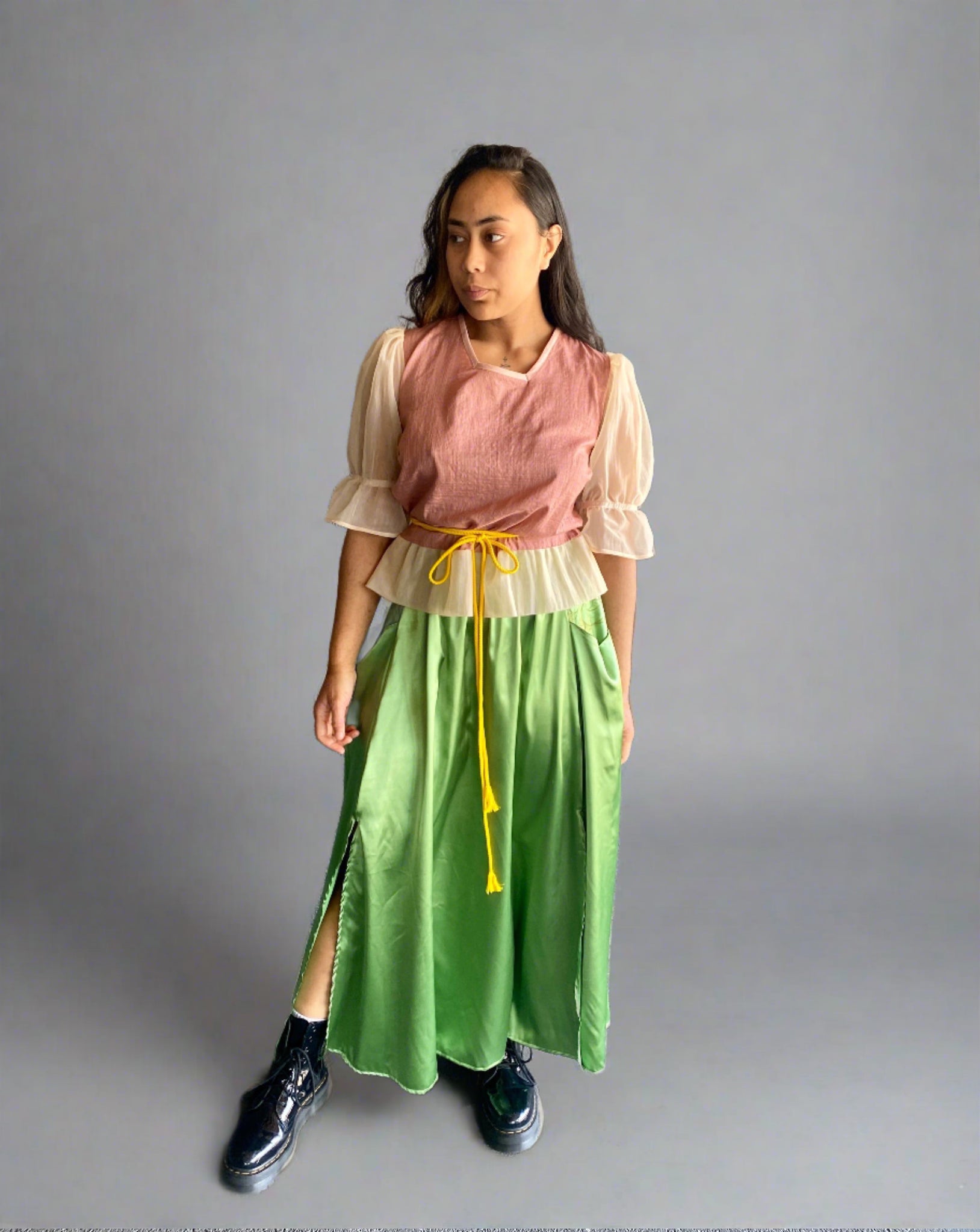 Milly A-line satin skirt
