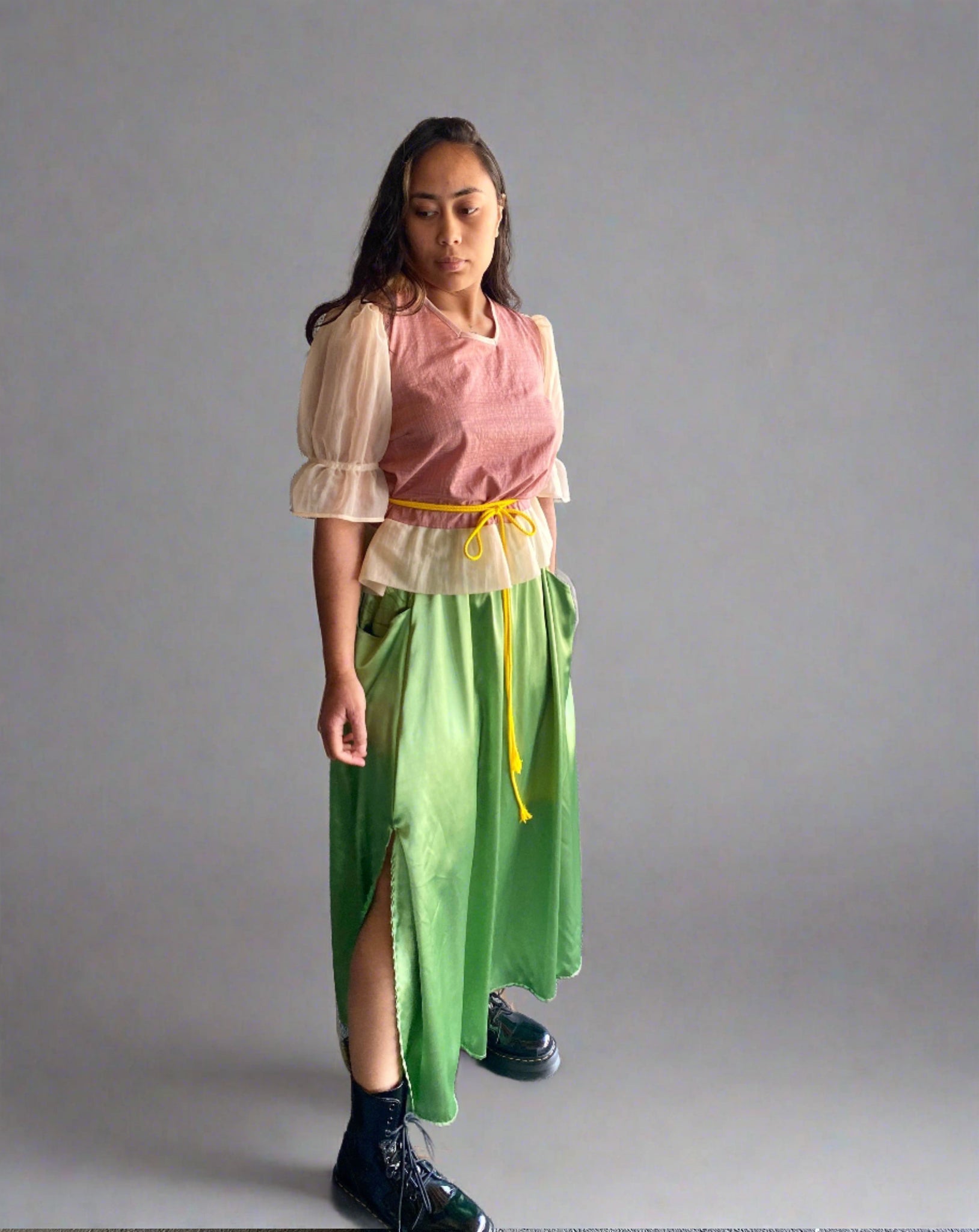 Milly A-line satin skirt