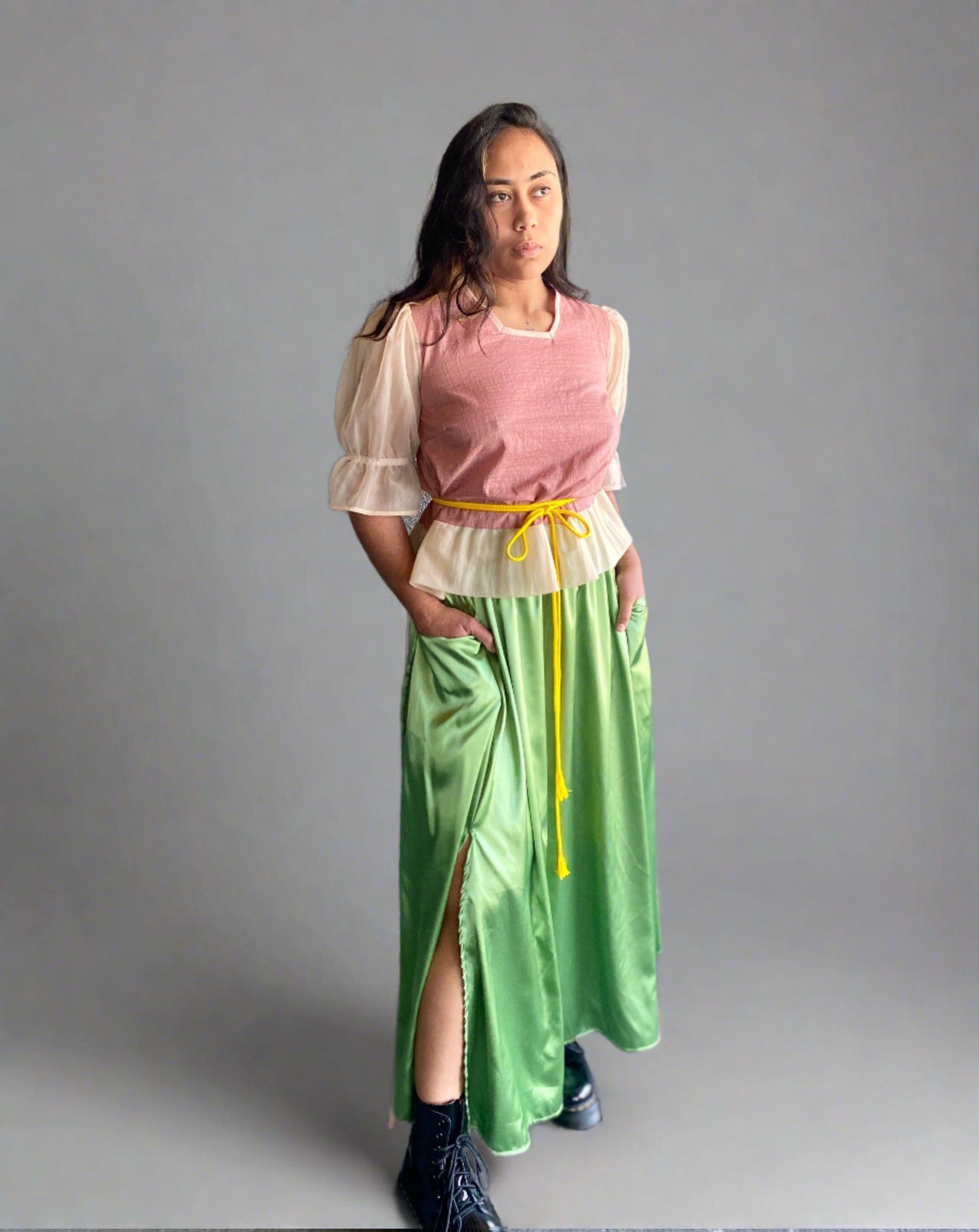 Milly A-line satin skirt