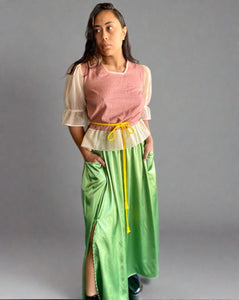 Milly A-line satin skirt