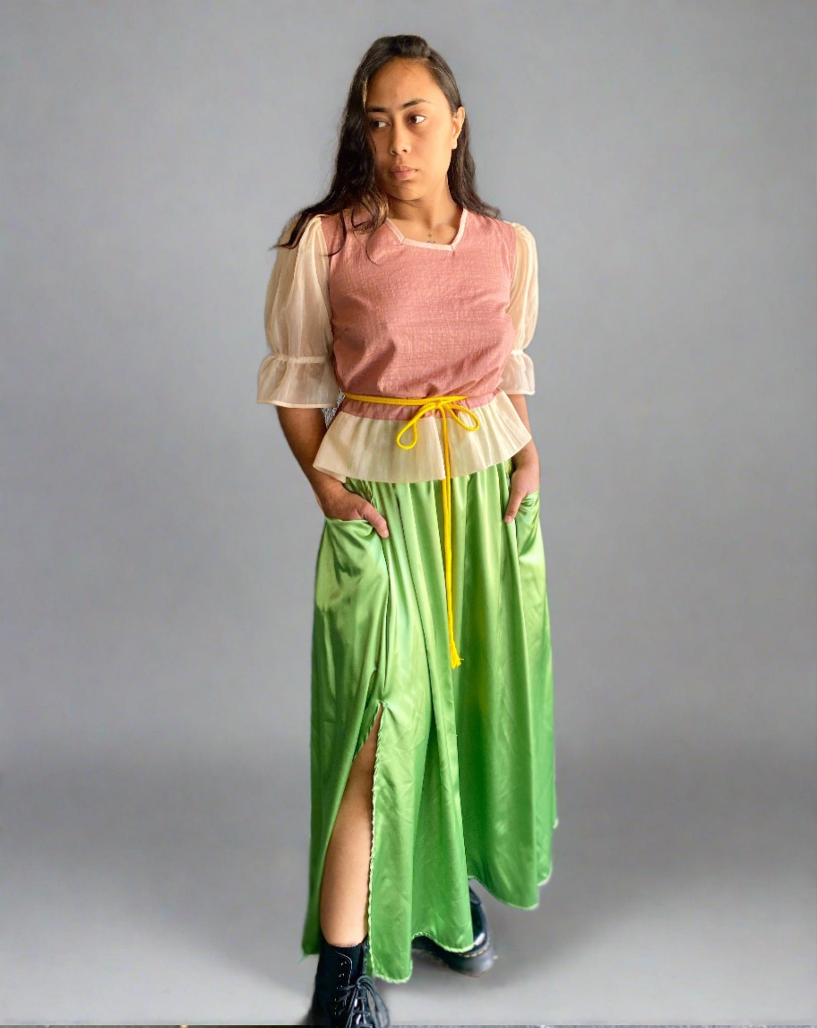 Milly A-line satin skirt