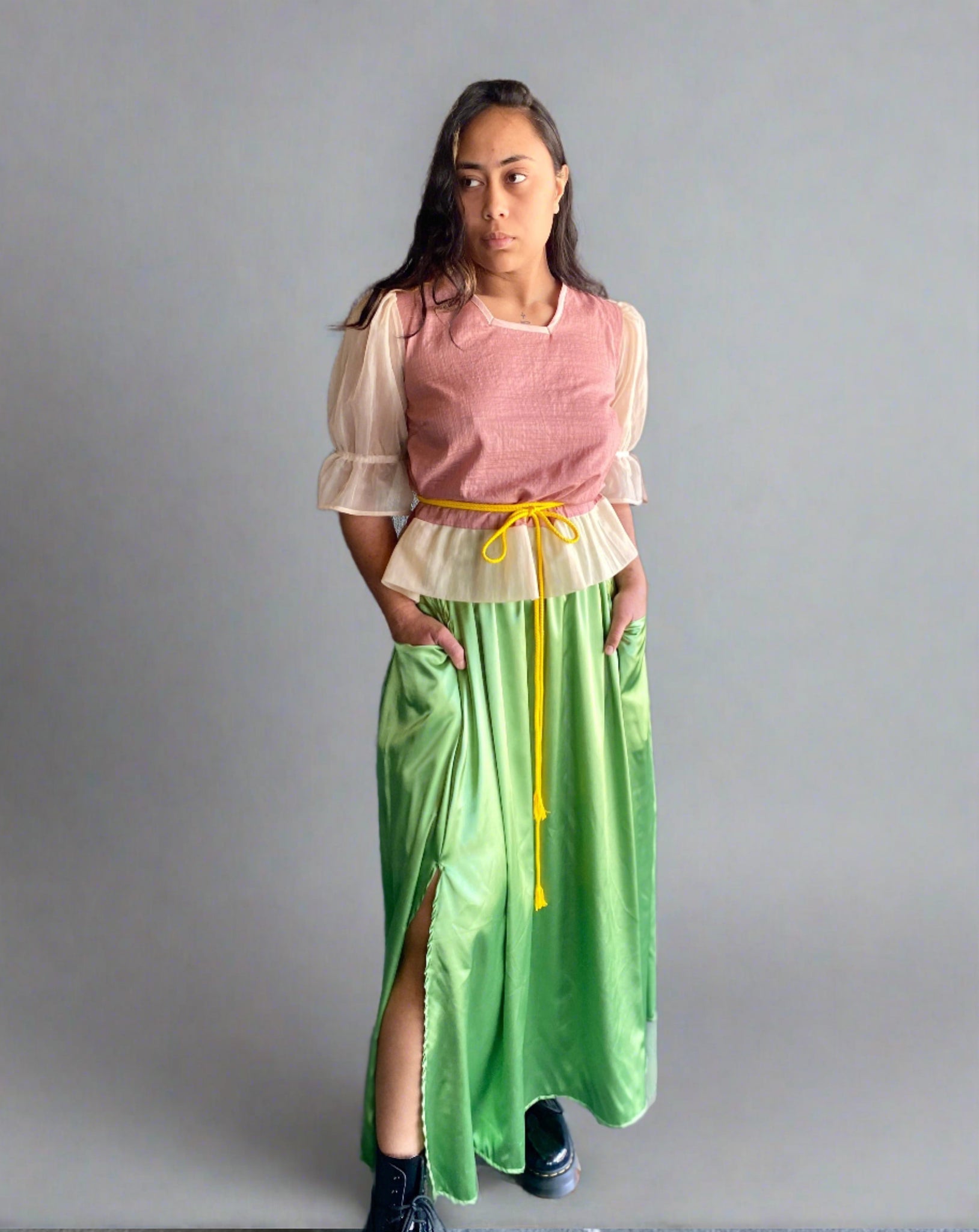 Milly A-line satin skirt