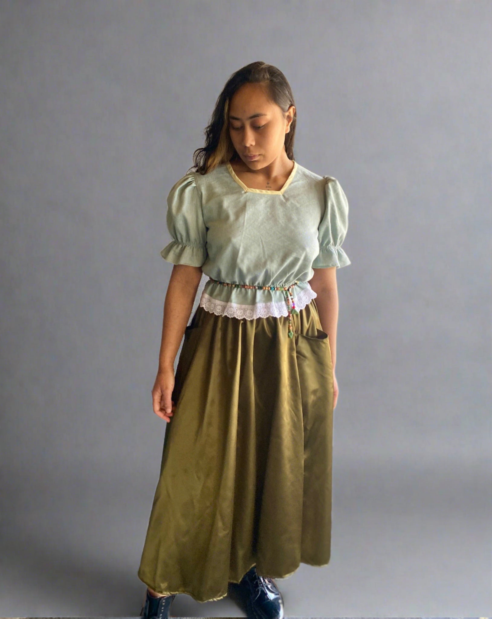 Milly A-line satin skirt