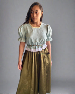Milly A-line satin skirt