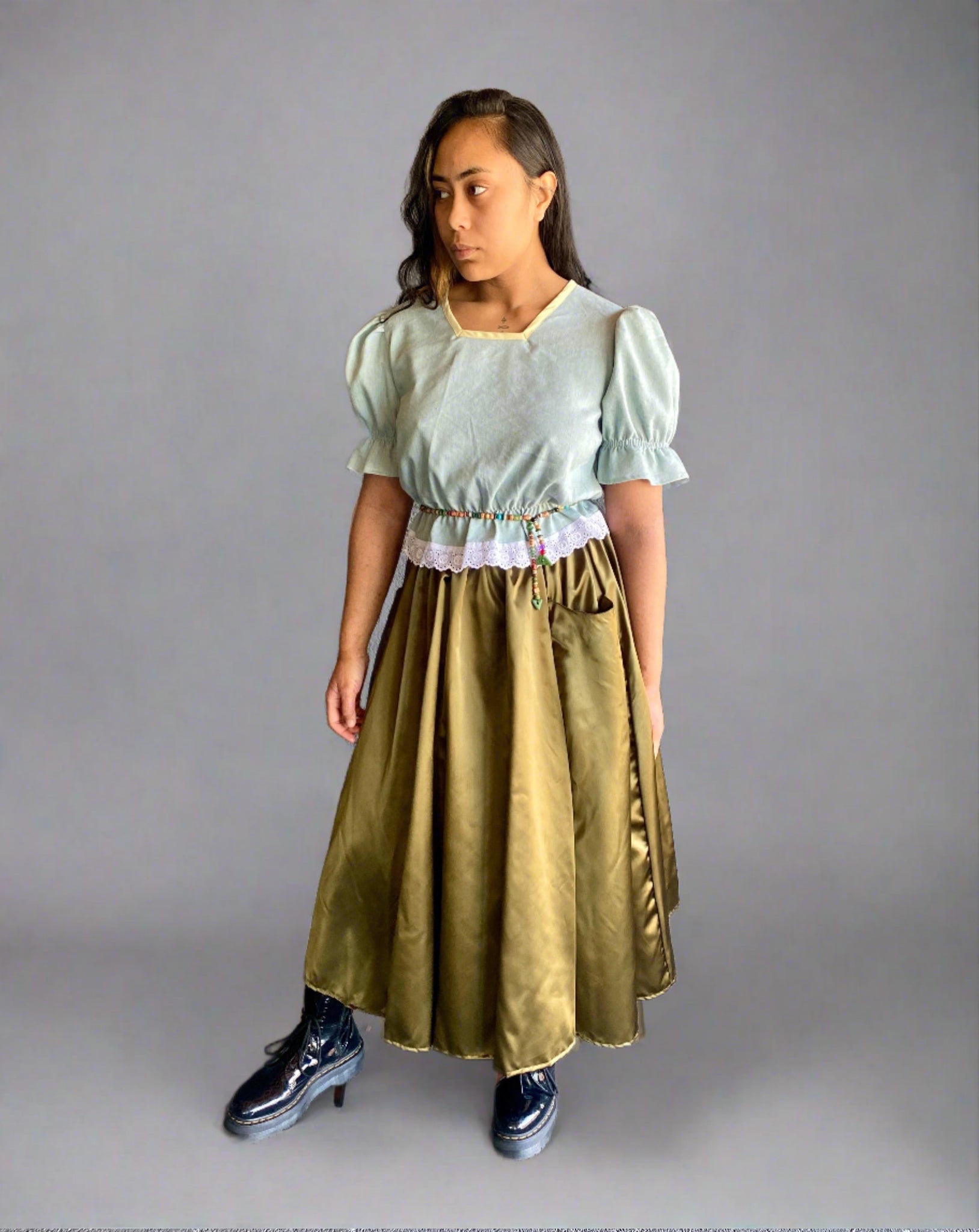 Milly A-line satin skirt