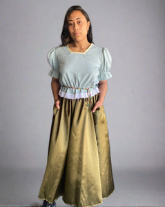 Milly A-line satin skirt
