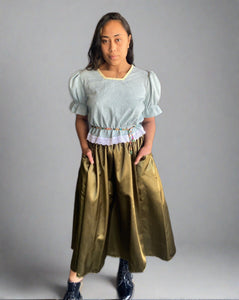 Milly A-line satin skirt