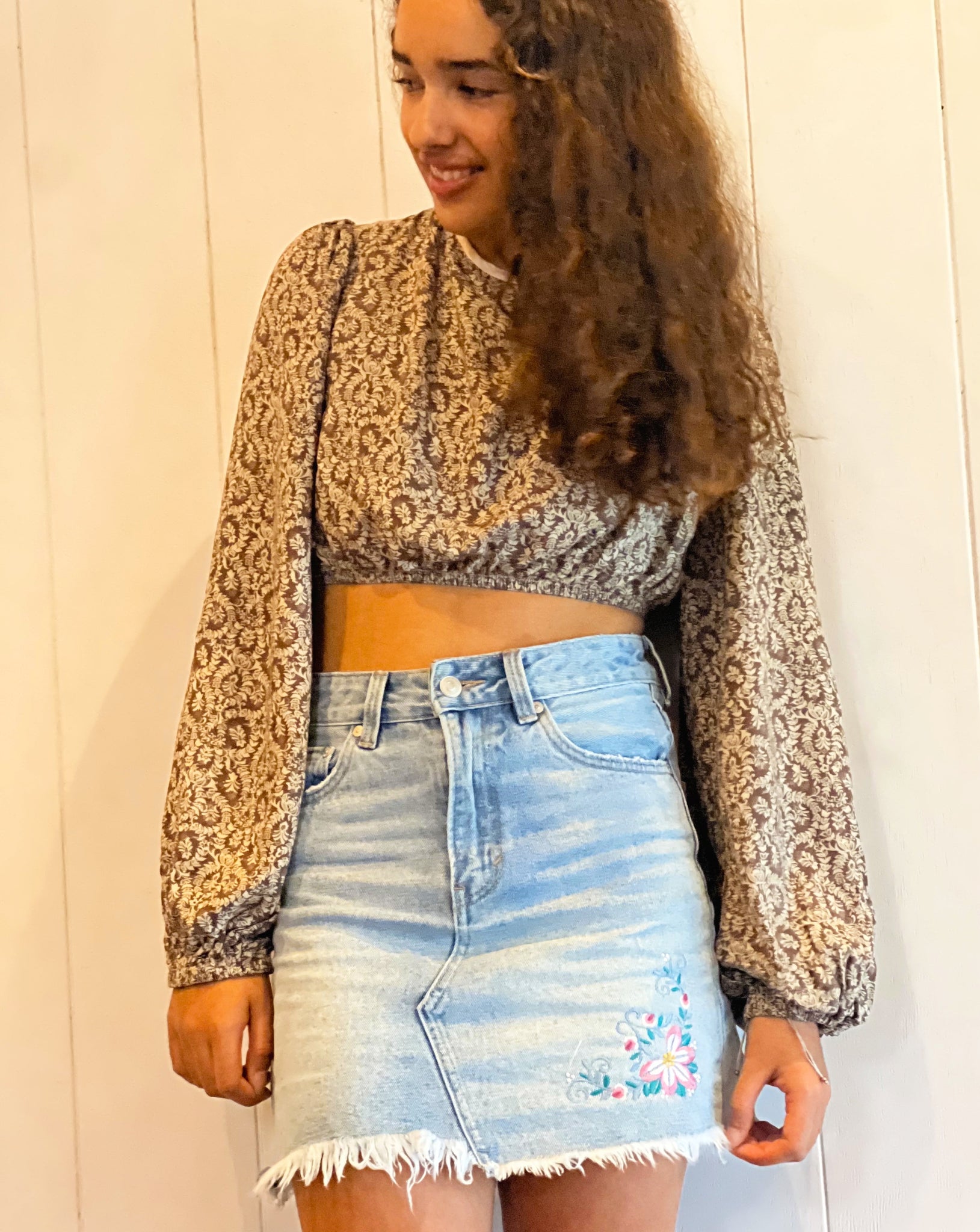 Upcycled denim skirt
