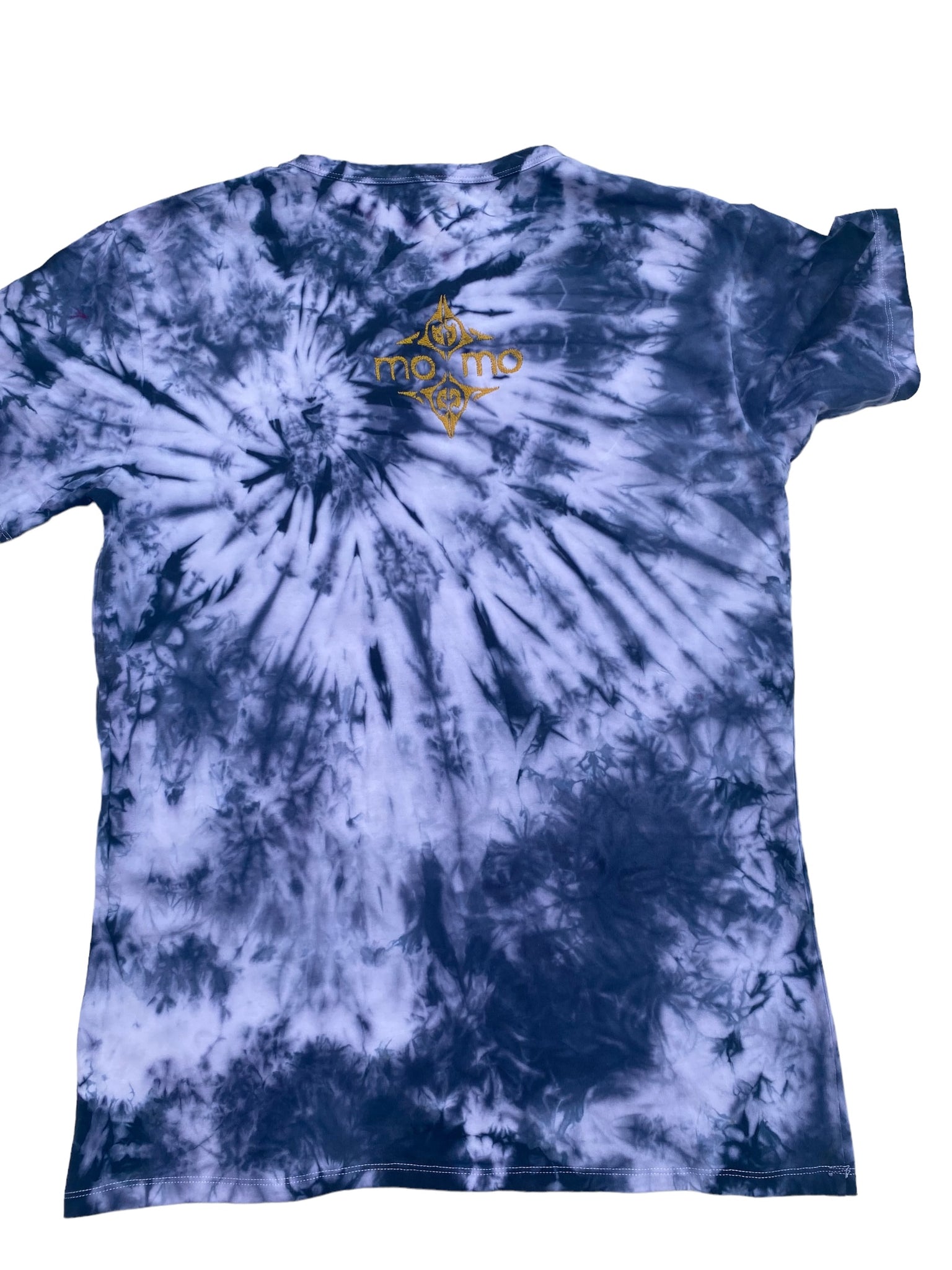 Dark blue, gold embroidery.