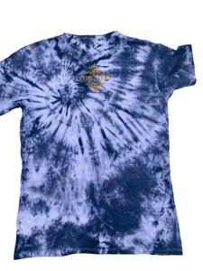 Dark blue, gold embroidery.
